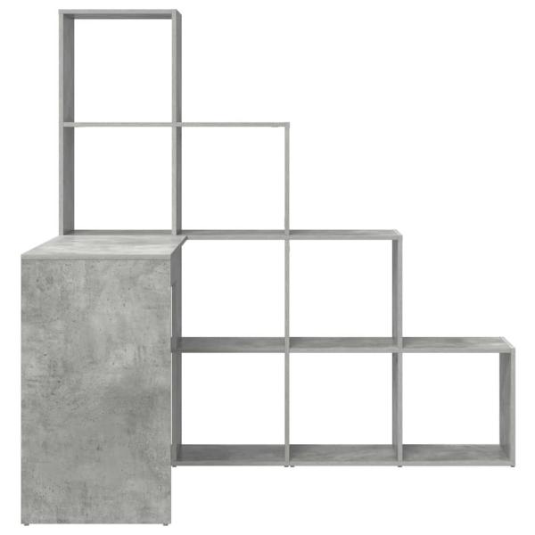 Eckschreibtisch mit Regal mit Speicher Betongrau 101,5 x 149,5 x 149,5 cm