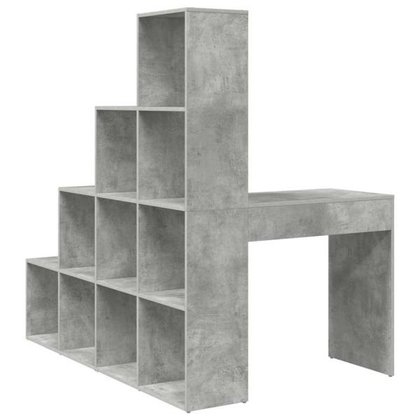 Eckschreibtisch mit Regal mit Speicher Betongrau 101,5 x 149,5 x 149,5 cm