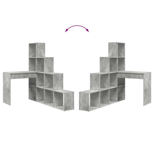 Eckschreibtisch mit Regal mit Speicher Betongrau 101,5 x 149,5 x 149,5 cm