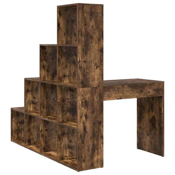 Eckschreibtisch mit Regal Räuchereiche 101,5 x 149,5 x 149,5 cm