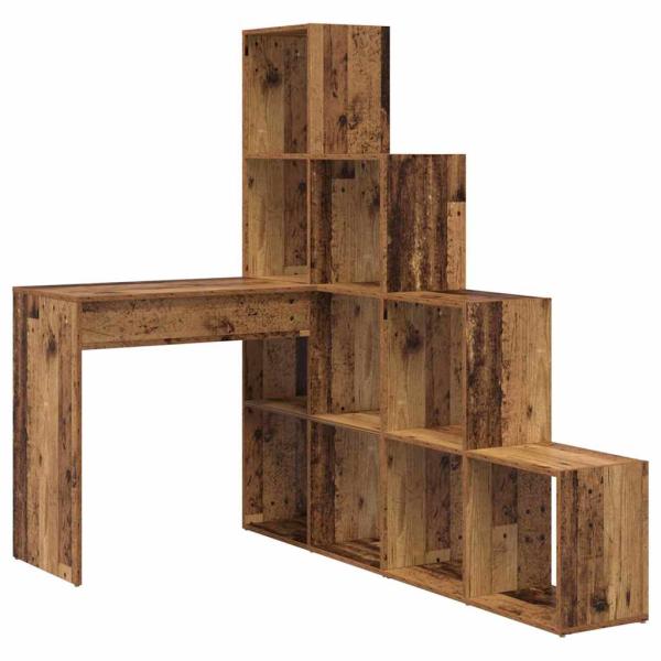 Eckschreibtisch mit Regal mit Speicher Altholz 101,5 x 149,5 x 149,5 cm