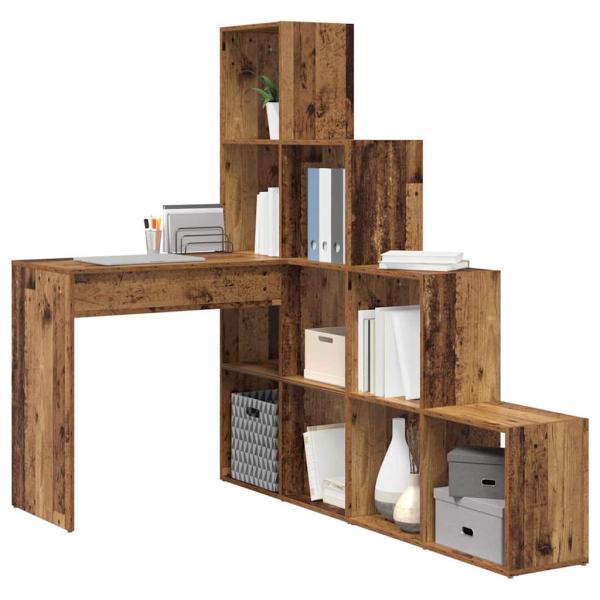 Eckschreibtisch mit Regal mit Speicher Altholz 101,5 x 149,5 x 149,5 cm