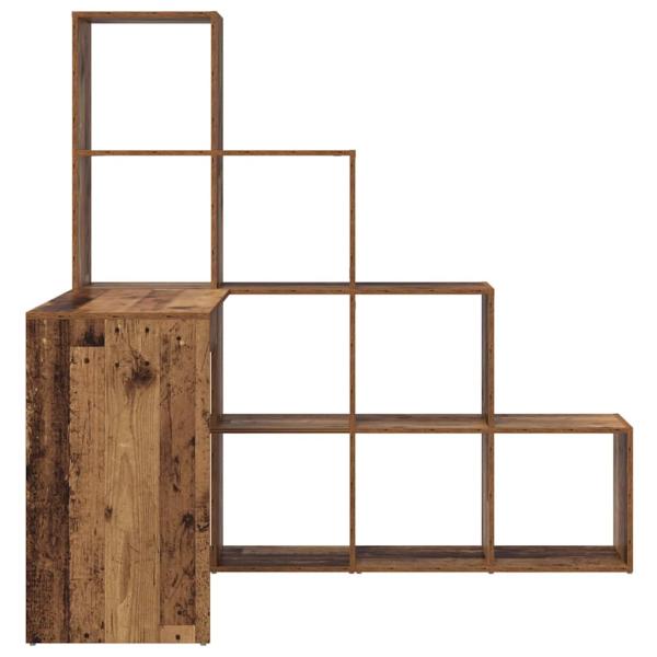 Eckschreibtisch mit Regal mit Speicher Altholz 101,5 x 149,5 x 149,5 cm