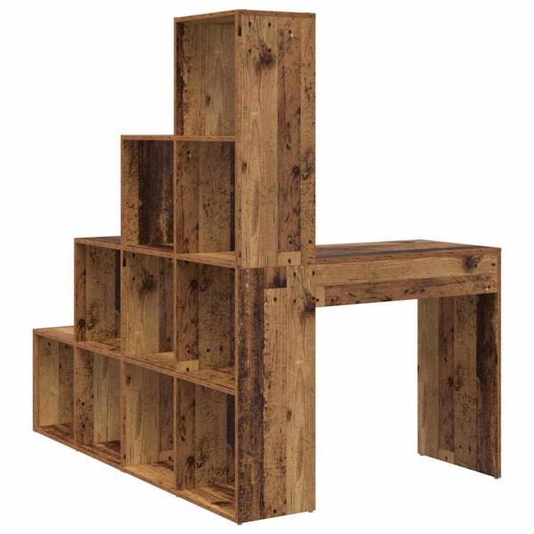 Eckschreibtisch mit Regal mit Speicher Altholz 101,5 x 149,5 x 149,5 cm