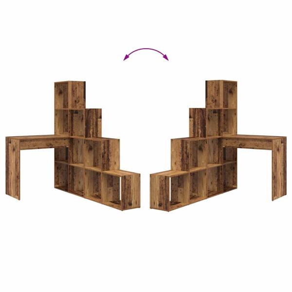 Eckschreibtisch mit Regal mit Speicher Altholz 101,5 x 149,5 x 149,5 cm
