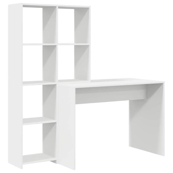 Schreibtisch mit Regal Weiß 138.5 x 55 x 143 cm Holzwerkstoff