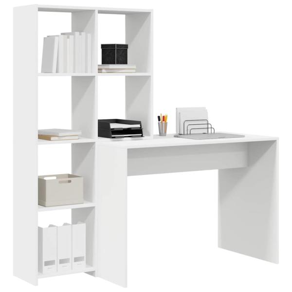 Schreibtisch mit Regal Weiß 138,5 x 55 x 143 cm Holzwerkstoff