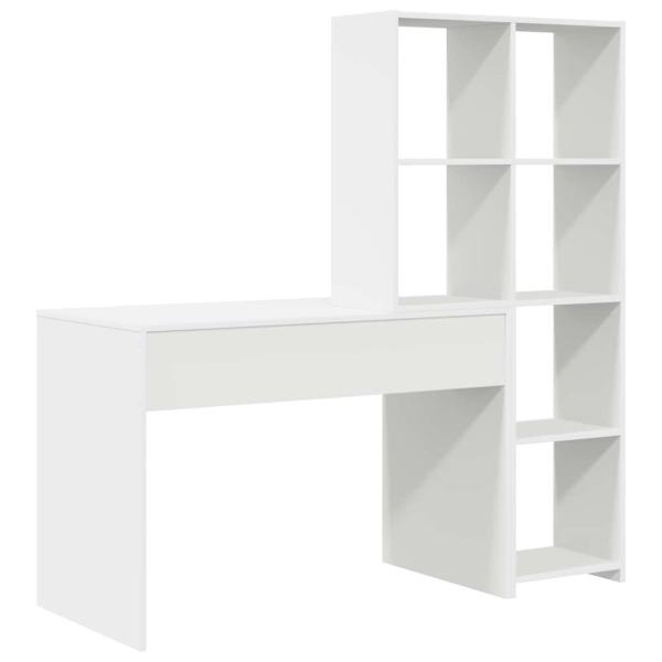Schreibtisch mit Regal Weiß 138.5 x 55 x 143 cm Holzwerkstoff
