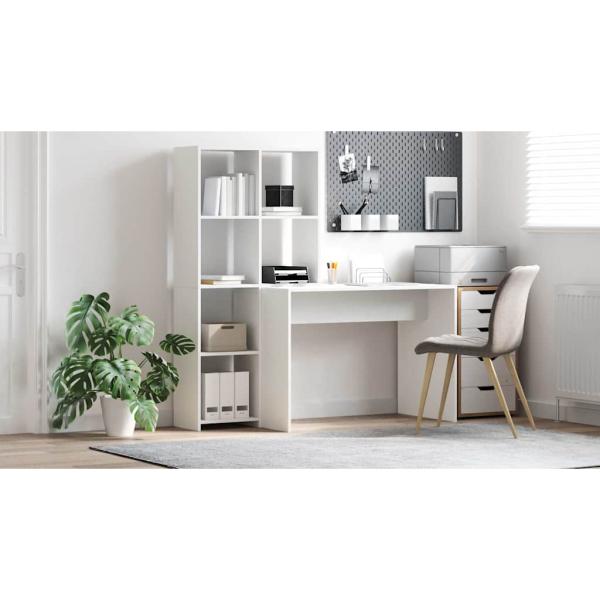 Schreibtisch mit Regal Weiß 138,5 x 55 x 143 cm Holzwerkstoff