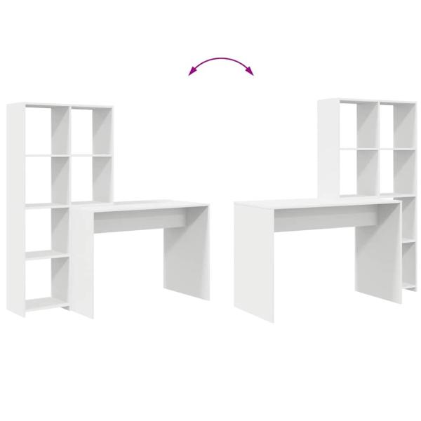 Schreibtisch mit Regal Weiß 138.5 x 55 x 143 cm Holzwerkstoff