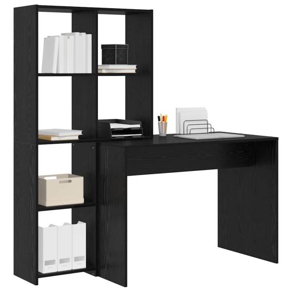 Schreibtisch mit Regal Schwarz Eichen-Optik 138,5 x 55 x 143 cm
