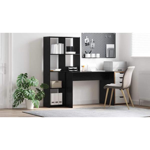 Schreibtisch mit Regal Schwarz Eichen-Optik 138,5 x 55 x 143 cm