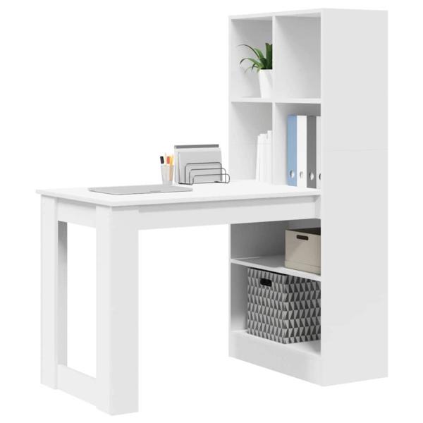 Schreibtisch Weiß 122 x 67 x 145 cm Wuchsplatte und Spanplatte