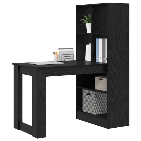 Schreibtisch mit Regal mit Speicher Schwarze Eiche 122 x 67 x 145 cm