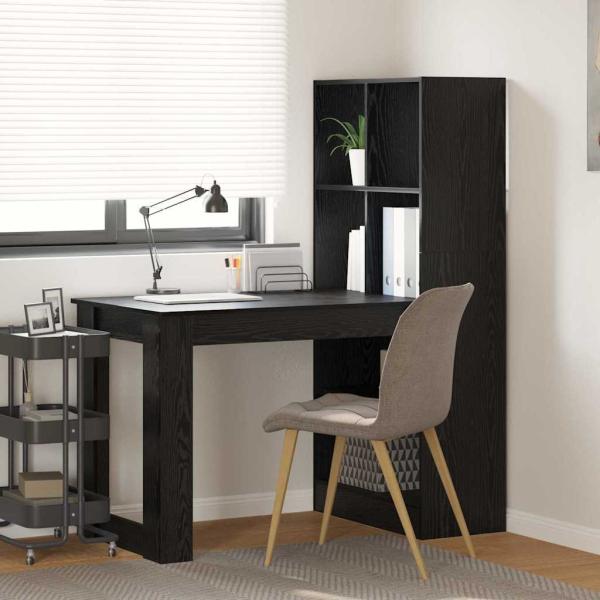 Schreibtisch mit Regal Schwarz Eichen-Optik 122 x 67 x 145 cm