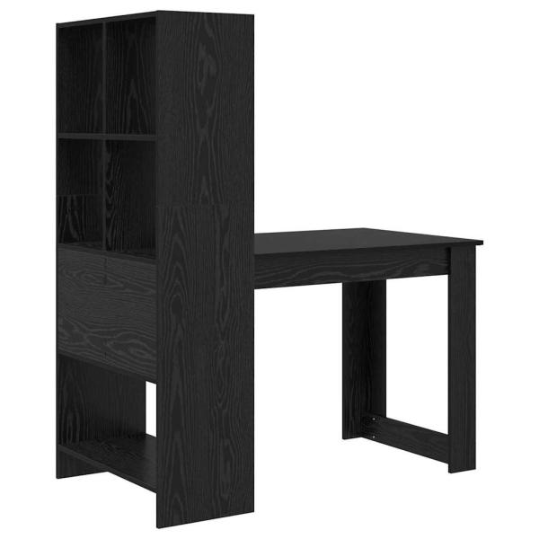 Schreibtisch mit Regal mit Speicher Schwarze Eiche 122 x 67 x 145 cm