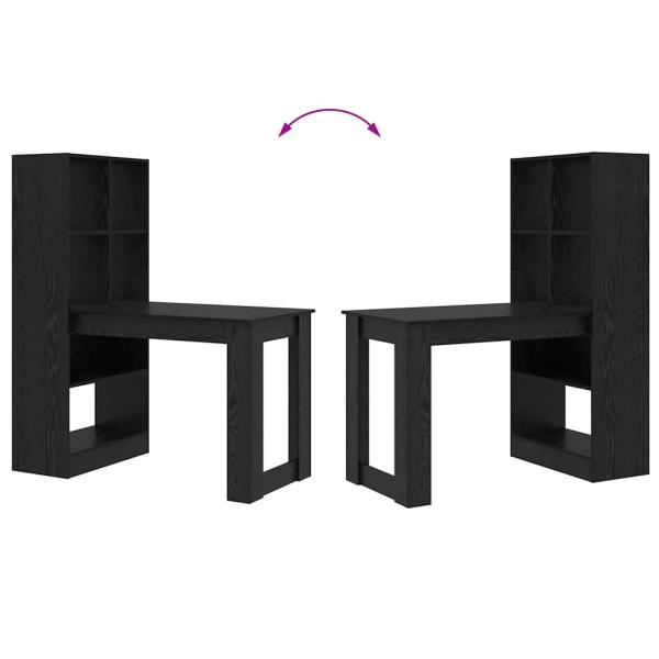Schreibtisch mit Regal mit Speicher Schwarze Eiche 122 x 67 x 145 cm