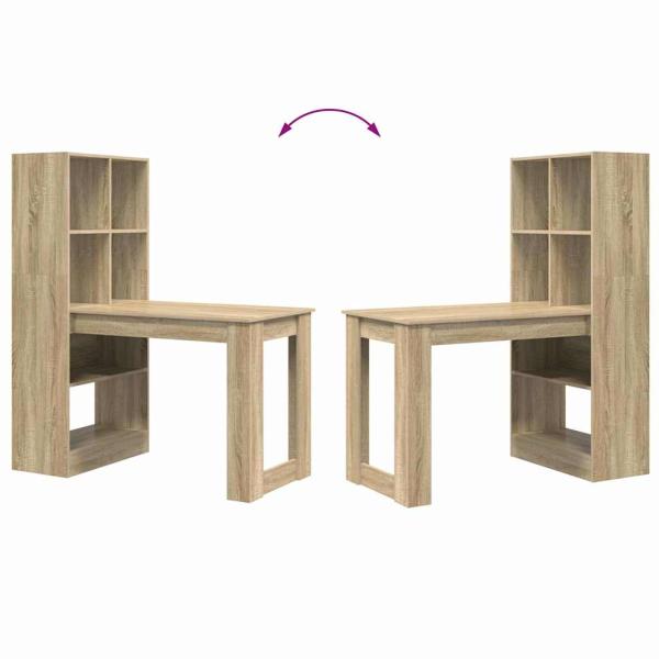 Schreibtisch mit Regal mit Speicher Sonoma Eiche 122 x 67 x 145 cm