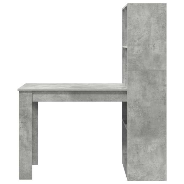 Schreibtisch mit Regal mit Speicher Beton Grau 122 x 67 x 145 cm