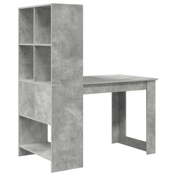 Schreibtisch mit Regal mit Speicher Beton Grau 122 x 67 x 145 cm