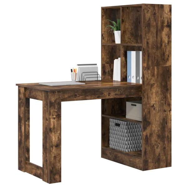 Schreibtisch mit Regal mit Speicher Räuchereiche 122 x 67 x 145 cm