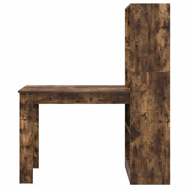 Schreibtisch mit Regal mit Speicher Räuchereiche 122 x 67 x 145 cm