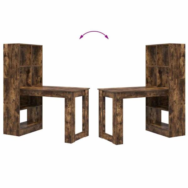 Schreibtisch mit Regal mit Speicher Räuchereiche 122 x 67 x 145 cm