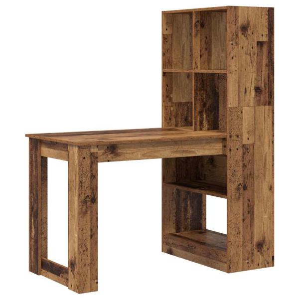 Schreibtisch mit Regal mit Speicher Altholz 122 x 67 x 145 cm