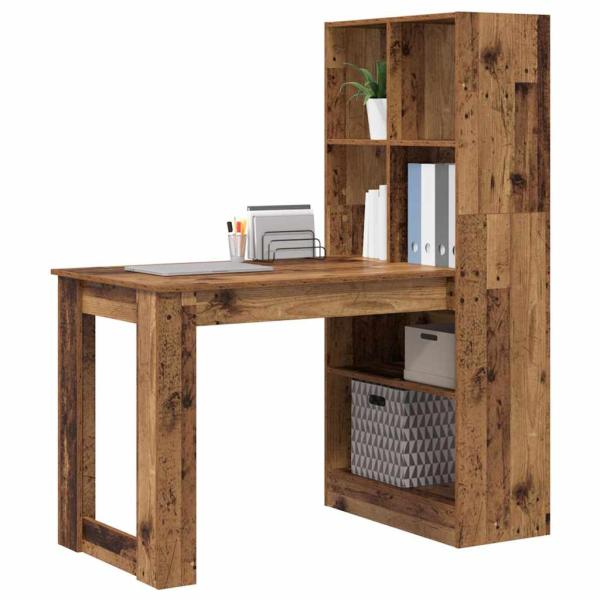 Schreibtisch mit Regal mit Speicher Altholz 122 x 67 x 145 cm
