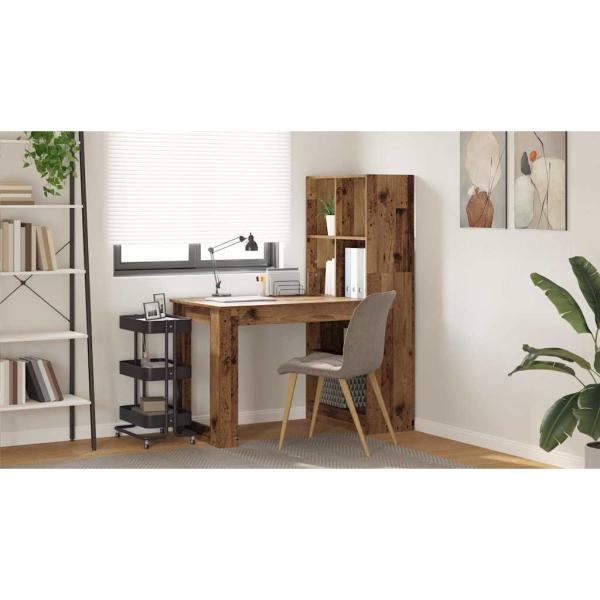 Schreibtisch mit Regal Altholz 122 x 67 x 145 cm Holzwerkstoff