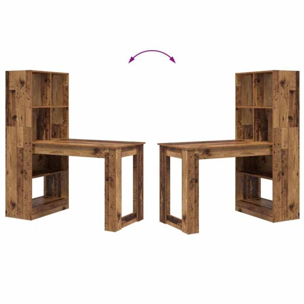 Schreibtisch mit Regal mit Speicher Altholz 122 x 67 x 145 cm