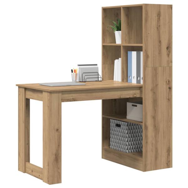 Schreibtisch mit Regal mit Speicher Eiche handwerklich 122 x 67 x 145 cm