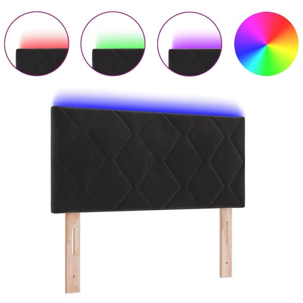 LED Kopfteil Schwarz 100 cm Stoffbezogene Polsterung