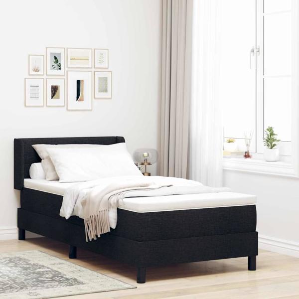 ARDEBO.de - Boxspringbett mit Kopfteil Schwarz 200 x 100 cm Stoff