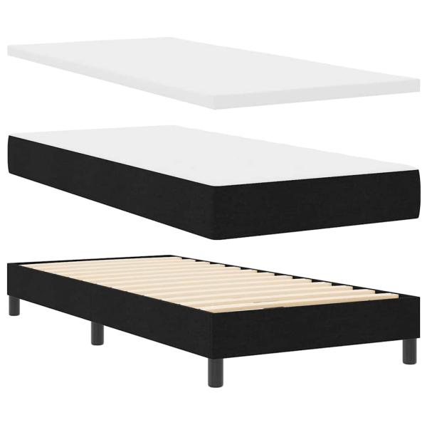 Boxspringbett mit Kopfteil Schwarz 90 x 190 cm Stoff und Schaum