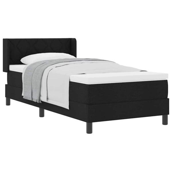 Boxspringbett mit Kopfteil Schwarz 90 x 190 cm Stoff und Schaum