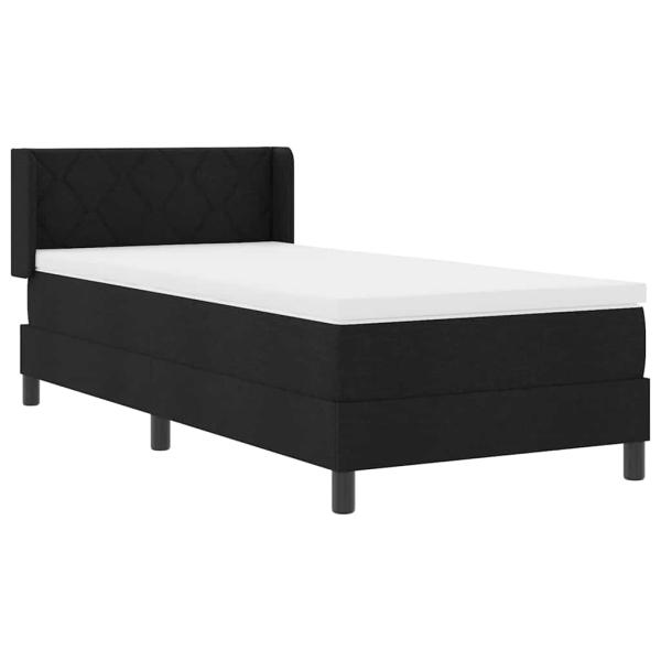Boxspringbett mit Kopfteil Schwarz 90 x 190 cm Stoff und Schaum