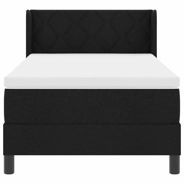 Boxspringbett mit Kopfteil Schwarz 90 x 190 cm Stoff und Schaum