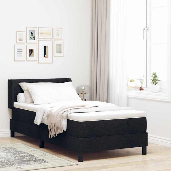 ARDEBO.de - Boxspringbett mit Kopfteil Schwarz 90 x 200 cm Stoff und Schaum