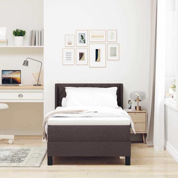 Boxspringbett Dunkelbraun 90 x 200 cm Stoff und Schaum