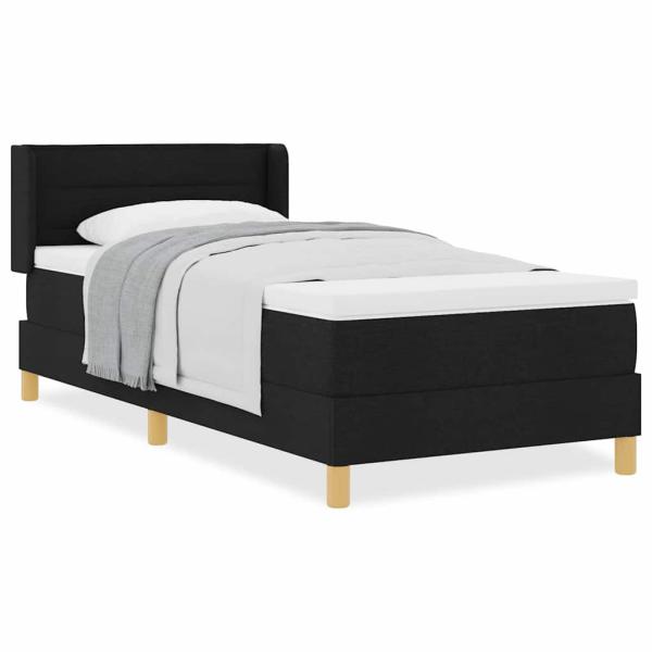 Boxspringbett mit Kopfteil Schwarz und Weiß 90 x 200 cm Stoff