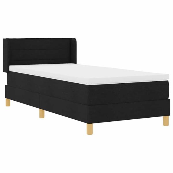 Boxspringbett mit Kopfteil Schwarz und Weiß 90 x 200 cm Stoff