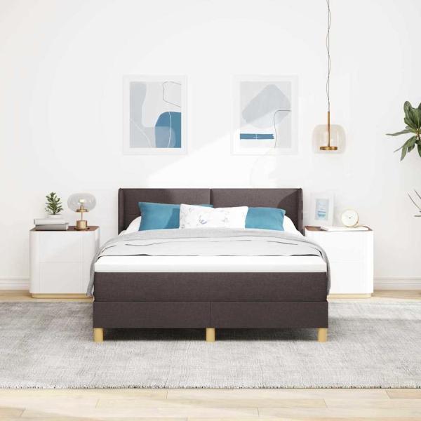 Boxspringbett mit Kopfteil Dunkelbraun 200 x 140 cm Stoff