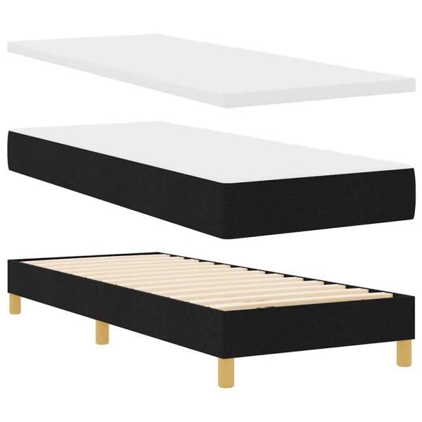 Boxspringbett Schwarz und Weiß und Schwarz 80 x 200 cm Stoff