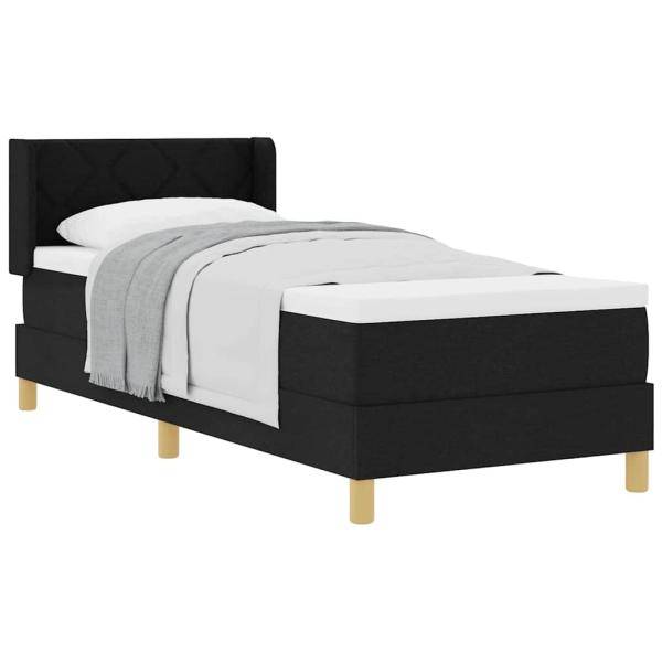 Boxspringbett Schwarz und Weiß und Schwarz 80 x 200 cm Stoff