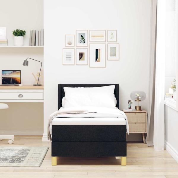 Boxspringbett Schwarz und Weiß und Schwarz 80 x 200 cm Stoff