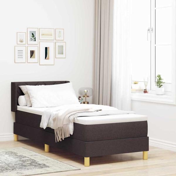 ARDEBO.de - Boxspringbett Dunkelbraun und Weiß 80 x 200 cm Stoff