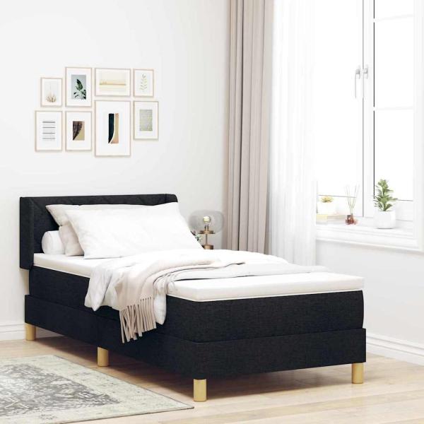 ARDEBO.de - Boxspringbett Geometrisch mit Kopfteil Schwarz 100 x 200 cm Holz