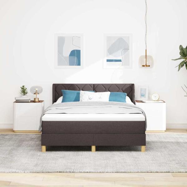 Boxspringbett Dunkelbraun und Weiß 140 x 190 cm Stoff