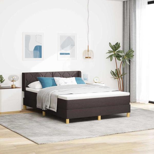 ARDEBO.de - Boxspringbett Dunkelbraun und Weiß 160 x 200 cm Stoff
